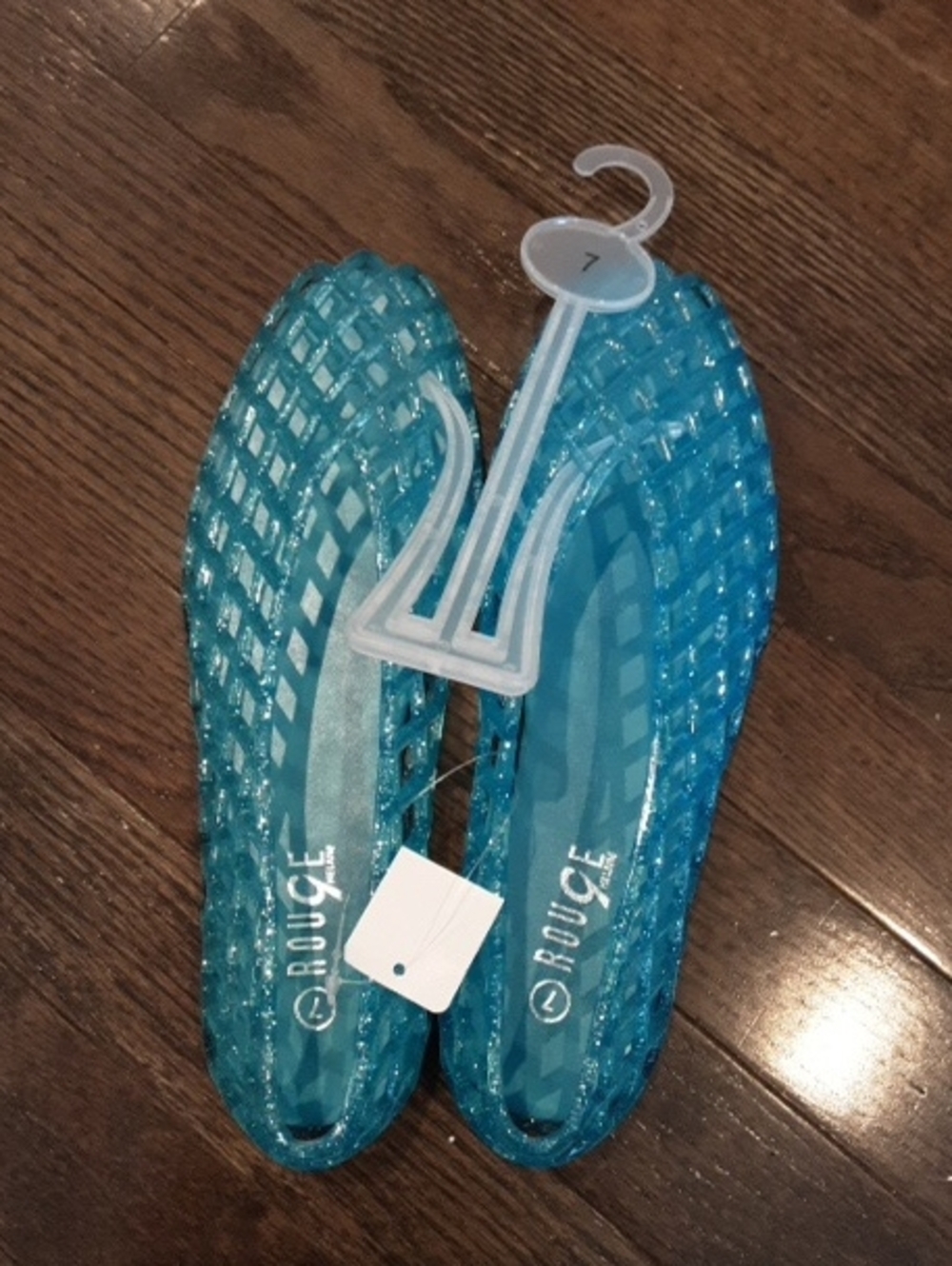 NEW Women's Blue Glitter Jelly Ballet Flats